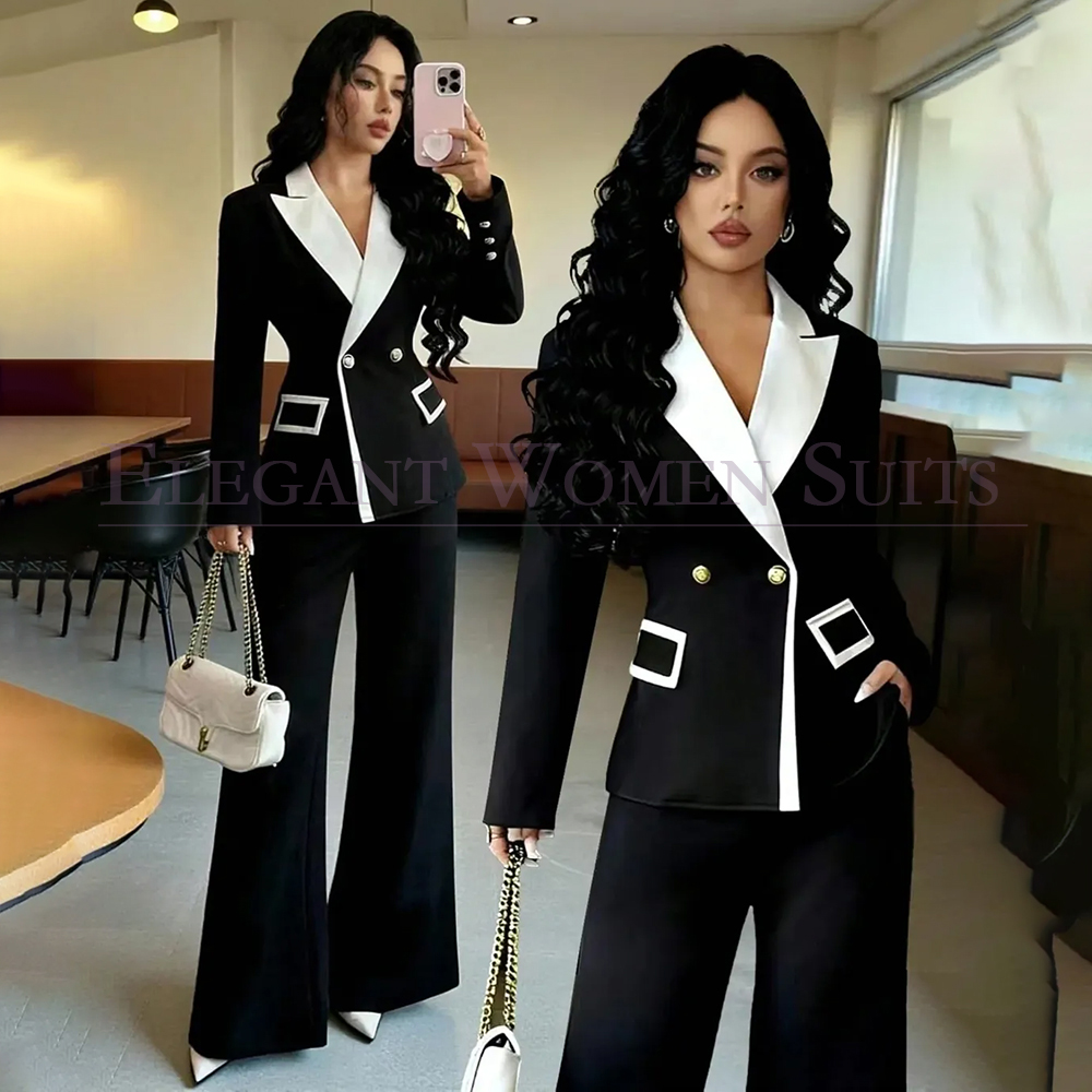 Womens Blazer - Элегантные черные женские костюмы-двойки: пиджак и