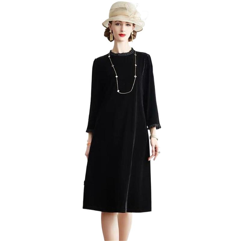 Midi Dress - Новое весеннее женское бархатное платье А-силуэта