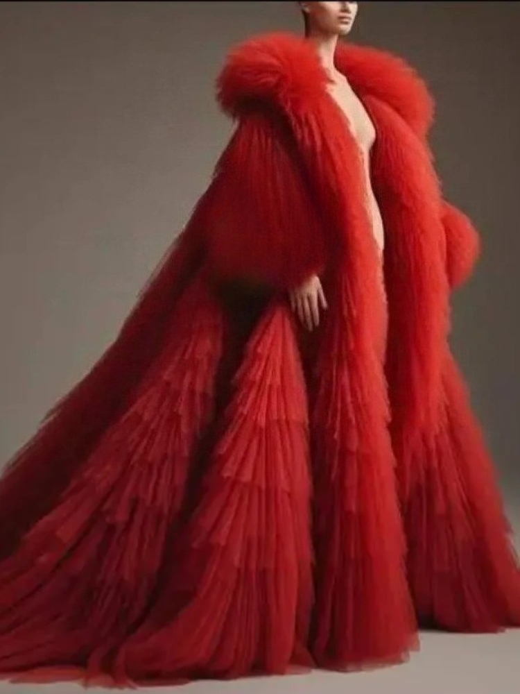 Красное пушистое плиссированно – обзор и цена Women'S Red Formal Wear